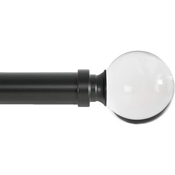 Curtain Rod 28-48" Black Drapery Window Rod with Acrylic Ball Retail $42 - Picture 1 of 6